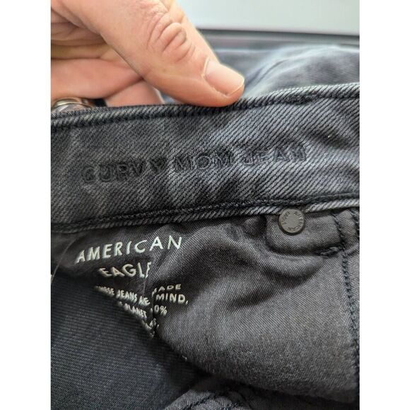 American Eagle Curvy Mom Jeans 18 gray black wash high rise straight leg NWTs - Picture 6 of 9